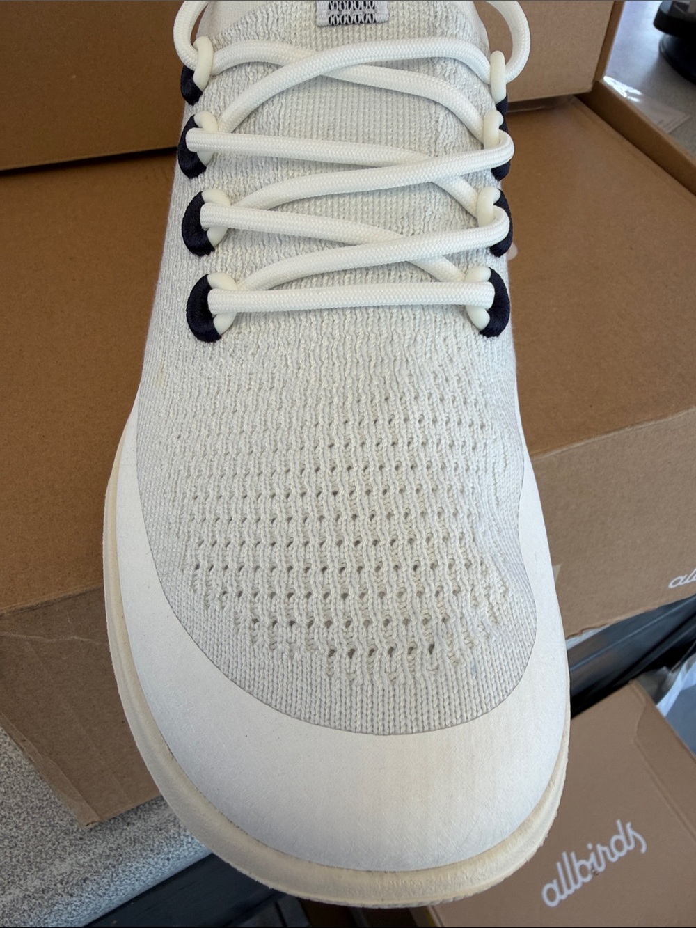 allbirds Men's White and Navy Tree Tree Dasher Sneakers - Picture 3 of 4